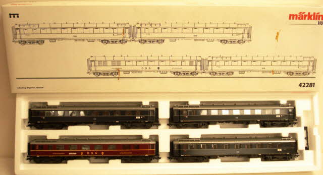Marklin 42281 HO Scale Gluckauf Express 4-Car Passenger Set LN/Box