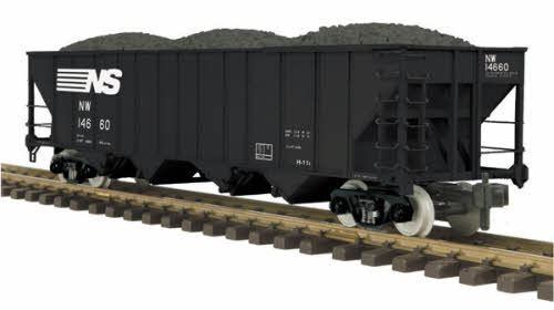 MTH 70-75018 G Scale Norfolk Southern 4-Bay Hopper w/ Coal #14770 (Metal Wheels)