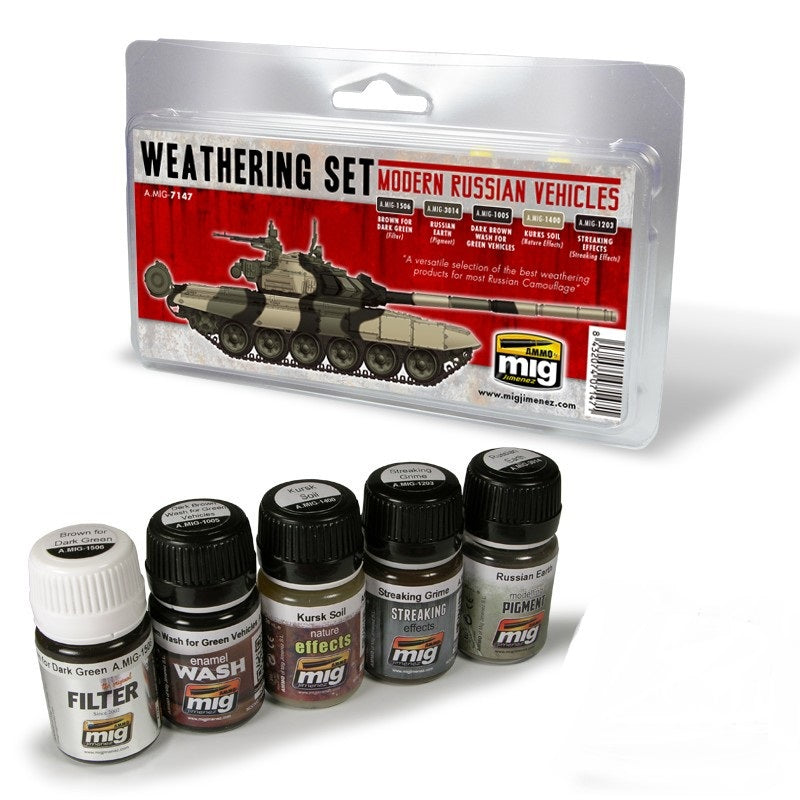Mig Jimenez AMIG7147 Modern Russian Vehicles Weathering Paints (Set of 5)