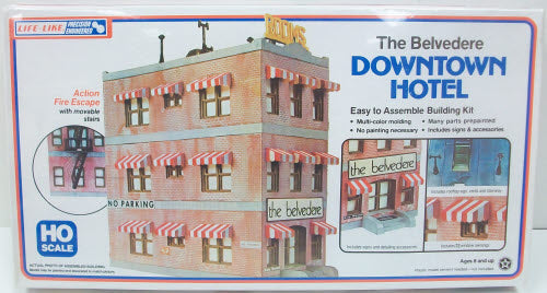 Life Like 433-1339 HO Scale The Belvedere Downtown Hotel Model Building Kit