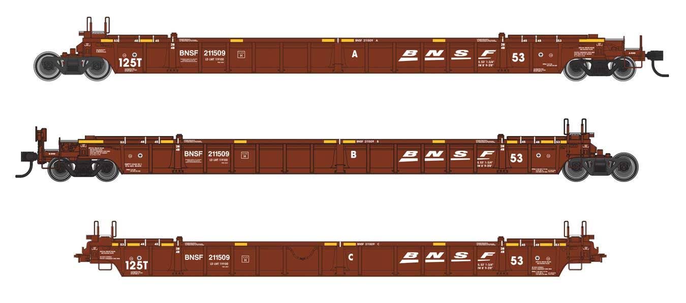Walthers 910-55817 HO BNSF Railway NSC Articulated 3-Unit 53' Well Car #211509