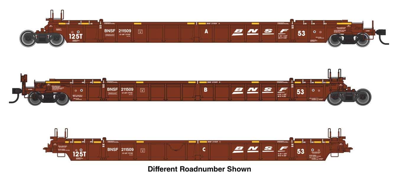 Walthers 910-55818 HO BNSF Railway NSC Articulated 3-Unit 53' Well Car #211524