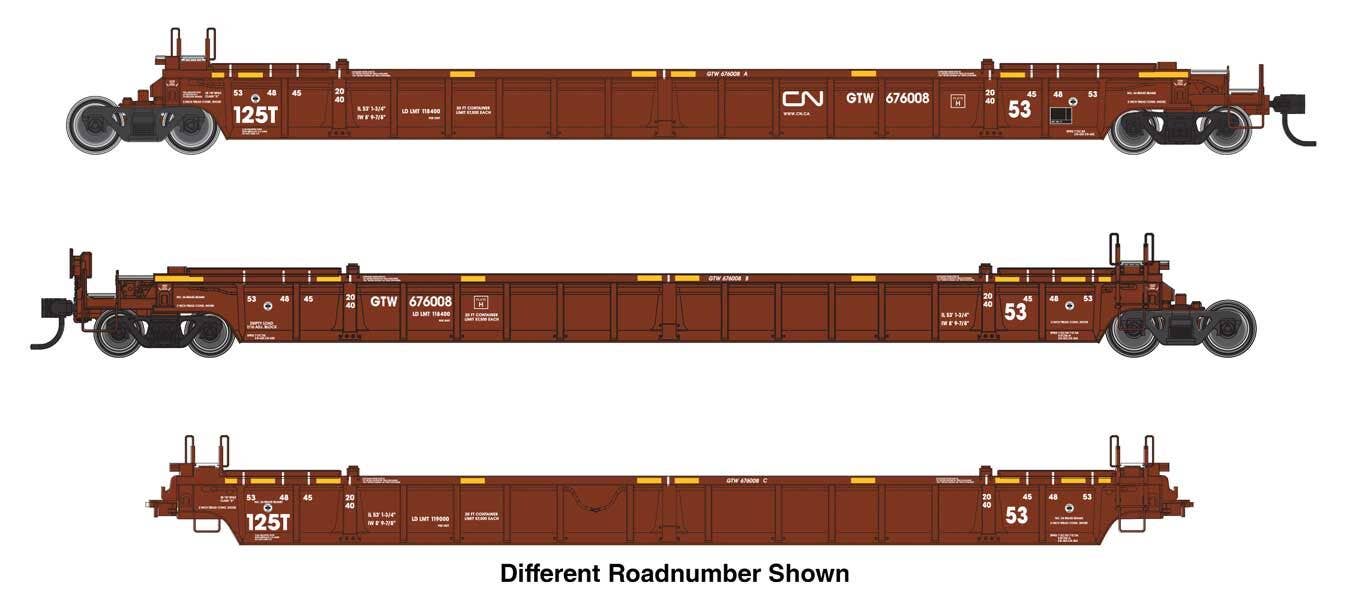 Walthers 910-55821 HO CN NSC Articulated 3-Unit 53' Well Car RTR GTW #676037
