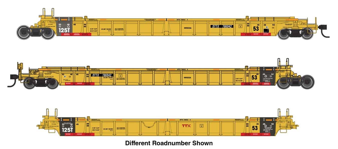Walthers 910-55830 HO TTX NSC Articulated 3-Unit 53' Well Car RTR #786993