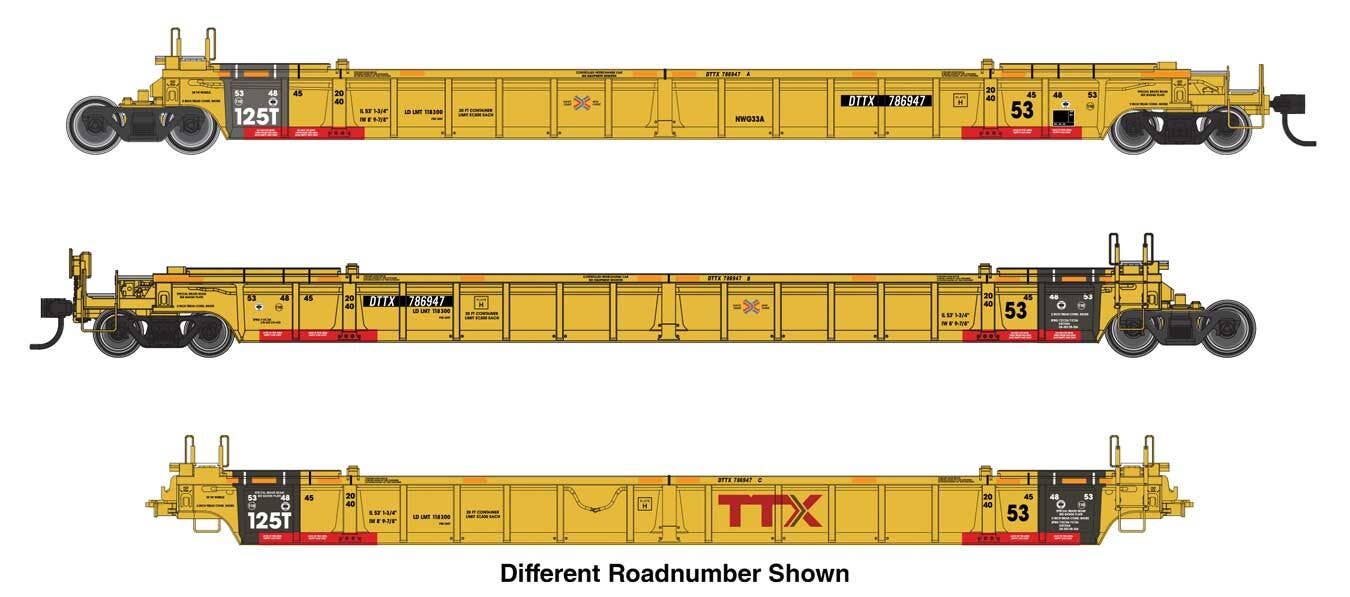 Walthers 910-55833 HO TTX NSC Articulated 3-Unit 53' Well Car RTR #786996