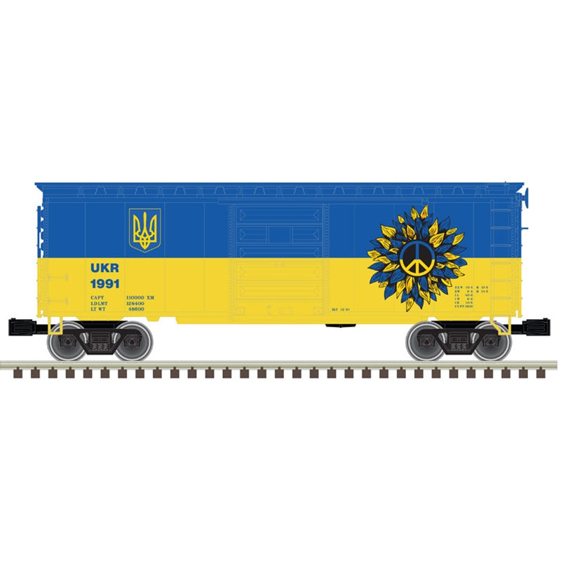 Atlas 3001249 O 2022 Ukraine Peace Edition 3-Rail 40' PS-1 Boxcar with 6' Door LN/Box
