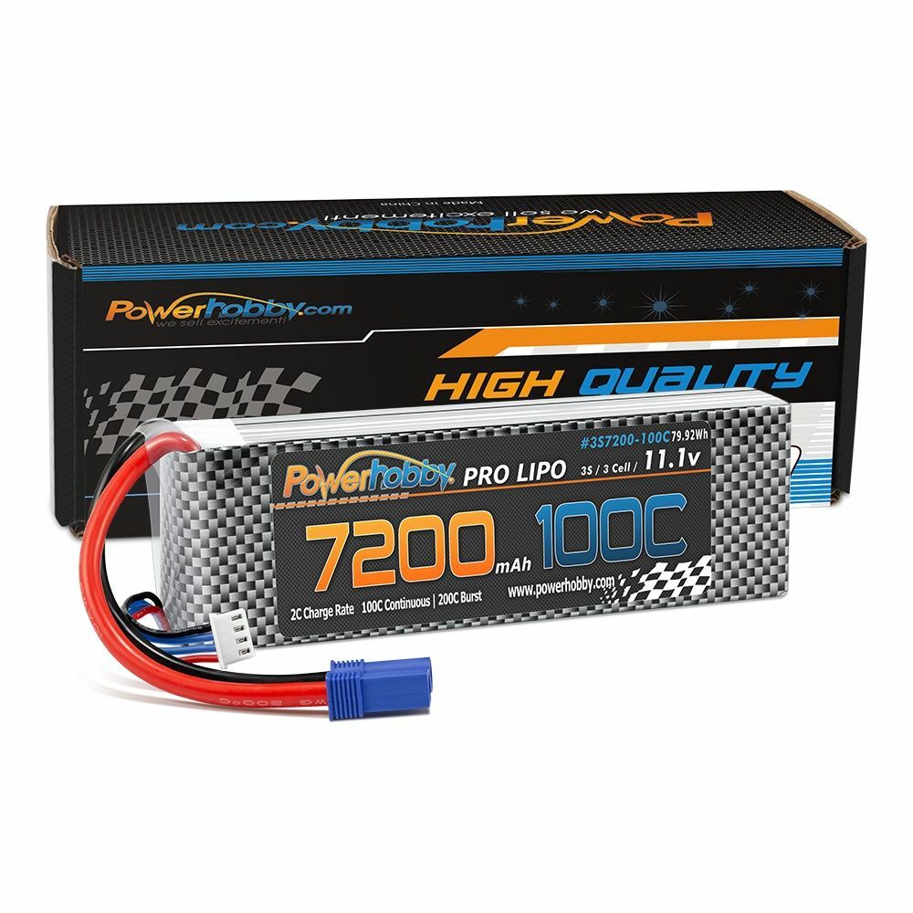 Power Hobby 3S7200100CEC5 3S 11.1V 7200mAh 100C-200C LiPo Battery w/ EC5 Plug