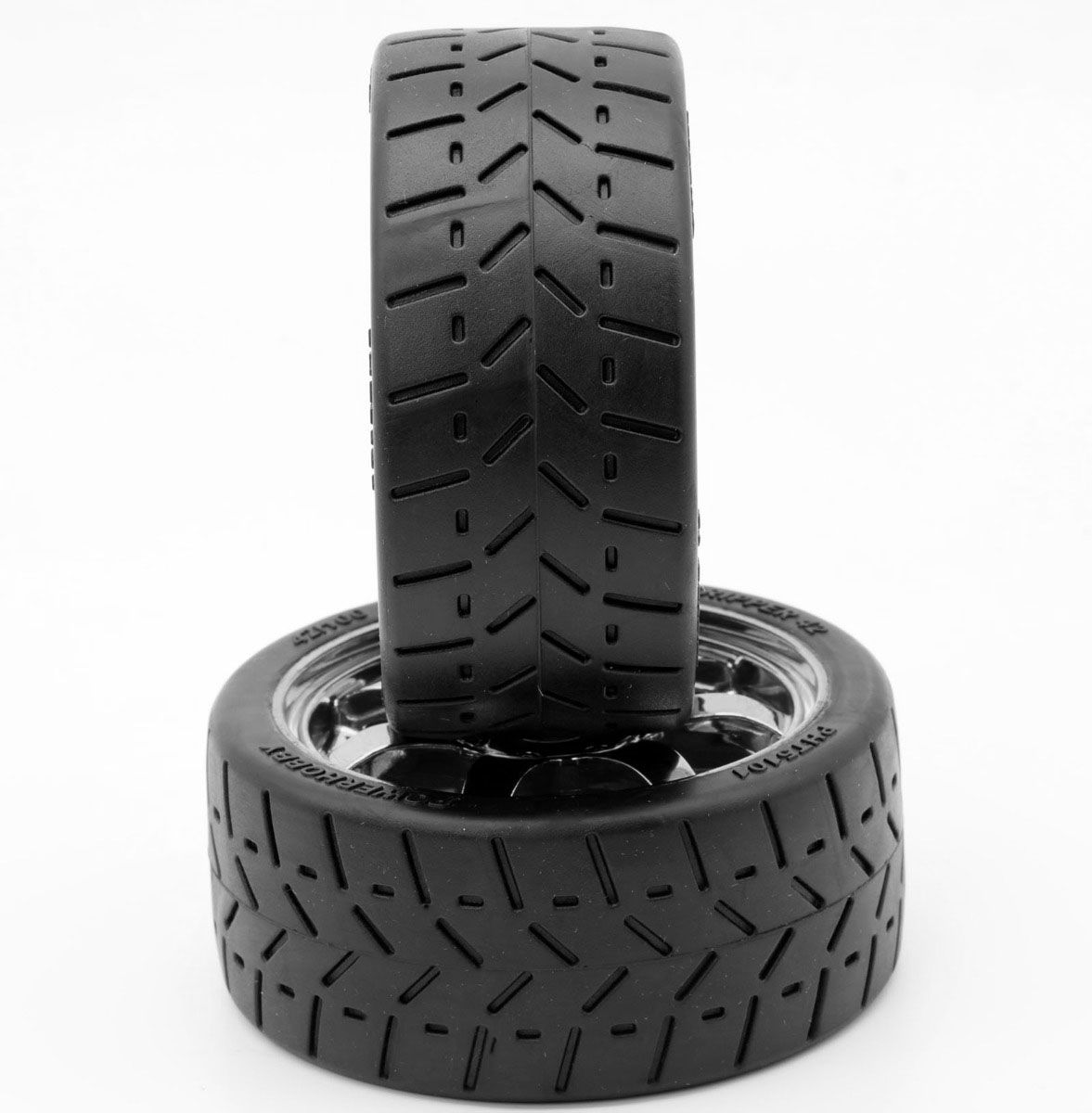 Power Hobby PHT5101-Chrome 1:8 Gripper 42/100 Belted Mounted Tires Chrome Wheels