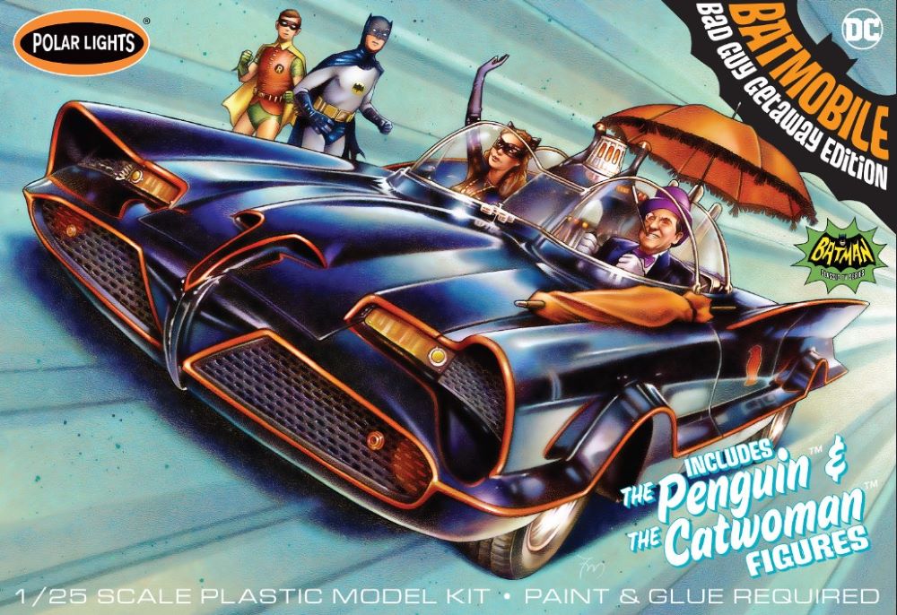 Polar Lights 998 1:25 1966 Batmobile with Catwoman and Penguin Figure Model Kit