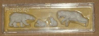 Preiser 0627 HO Animals Polar Bears Figures (Set of 4)
