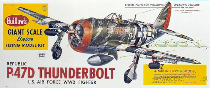 Guillows 1001 1:16 Republic P-47D Thunderbolt Military Aircraft Plane Model Kit