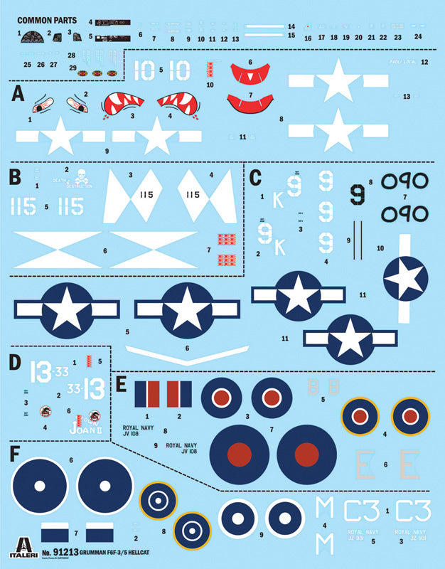 Italeri 91213 1:72 F6F-3/5 Hellcat Fighter Aircraft Plastic Model Kit