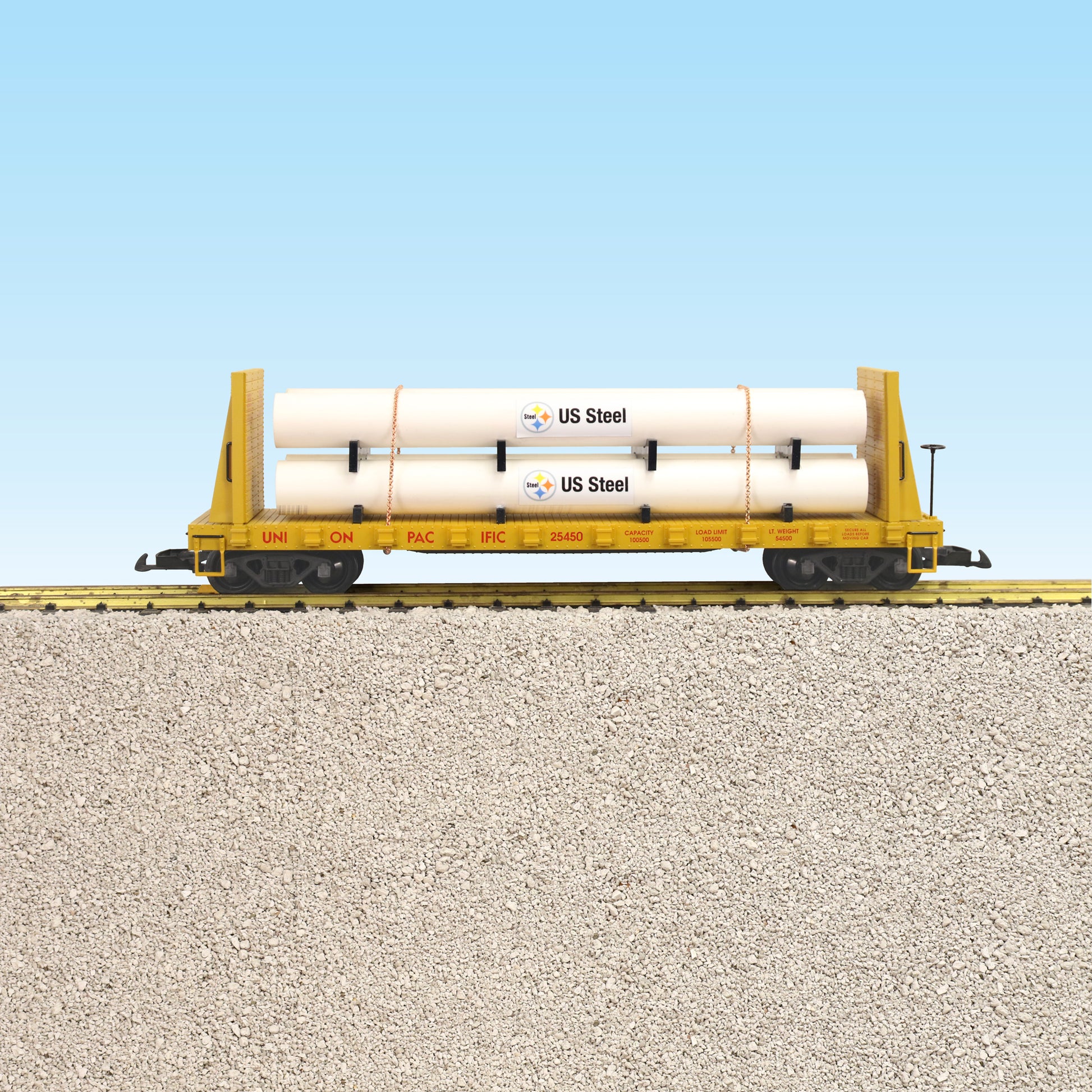 USA Trains R17602B G Union Pacific Pipe Load Flat Car #25450