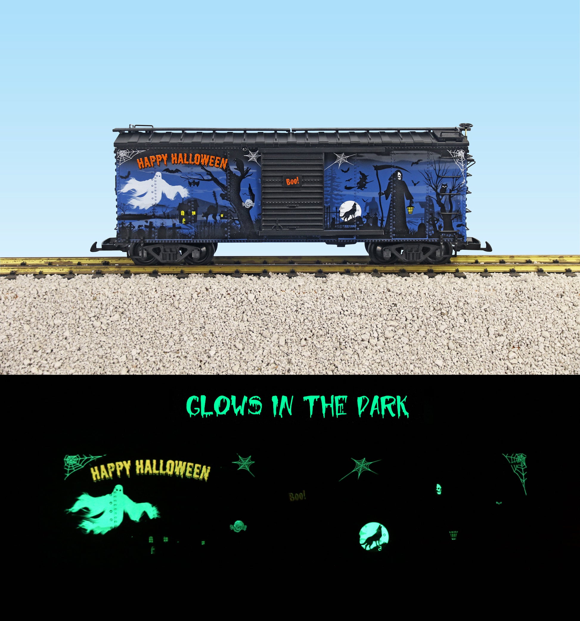 USA Trains R19163 G Happy Halloween Glow-in-the-Dark Boxcar