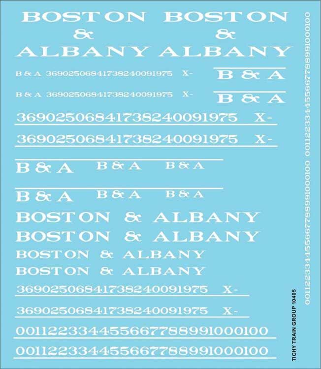 Tichy 10405 HO Boston and Albany Roadname Decal Sheet Set