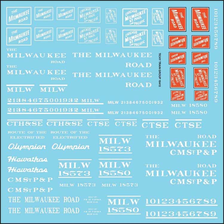 Tichy 10413N N Milwaukee White Road Roadname Decal Sheet Set