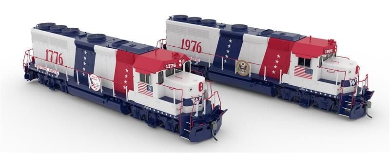 Rapido Trains 040560 HO WP Bicentennial EMD GP40 Diesel Locomotive #1776 + #1976