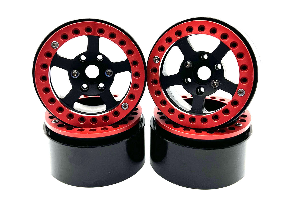 Racers Edge RCE3467 Black/Red 1.9" Aluminum Beadlock Rims (Pack of 4)