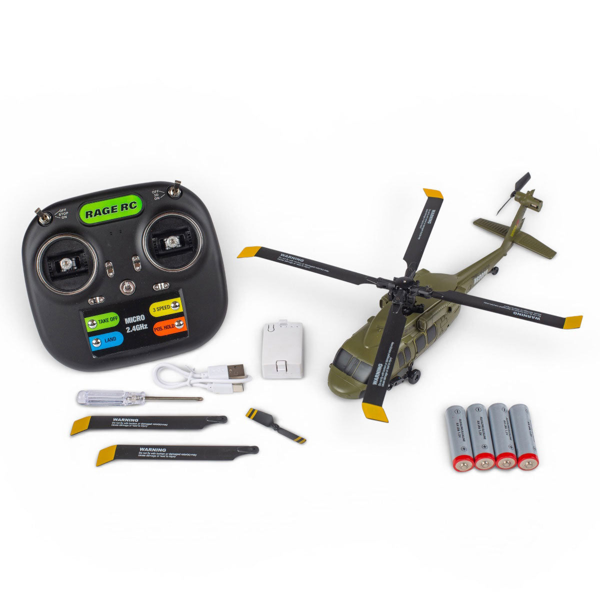 Rage R/C 6150 Hero-Copter BL Army 4-Blade RTF Heli