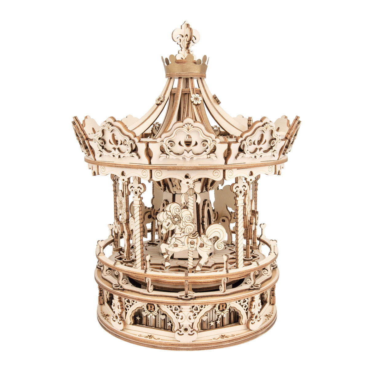 Robotime AMK62 ROKR Mechanical Music Box Romantic Carousel 3D Wooden Puzzle