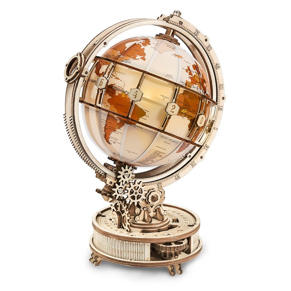 Robotime ST003 ROKR Curious Discovery Luminous Globe 3D Wooden Puzzle