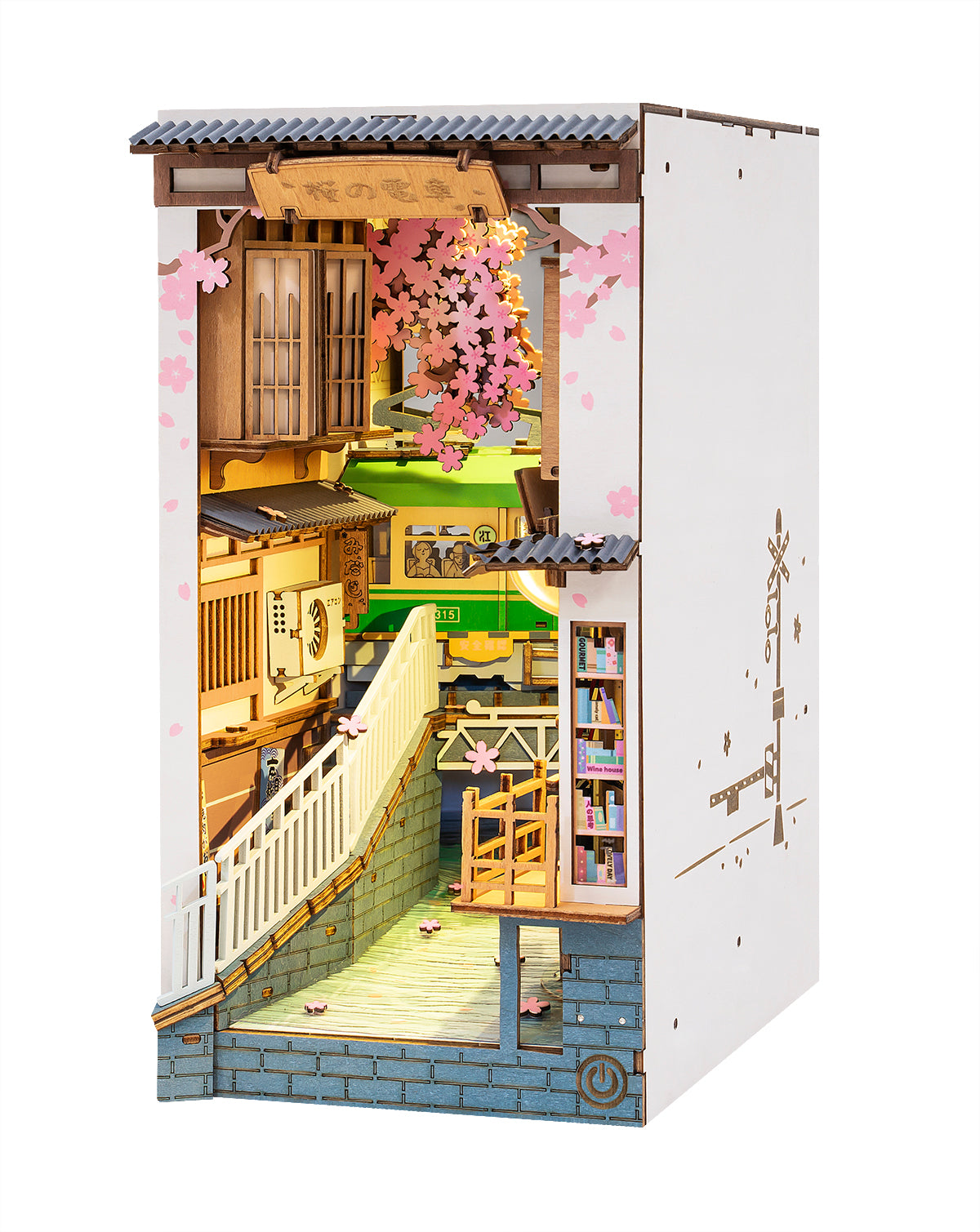 Robotime TGB01 Rolife Sakura Densya 3D Wooden DIY Miniature House Book Nook