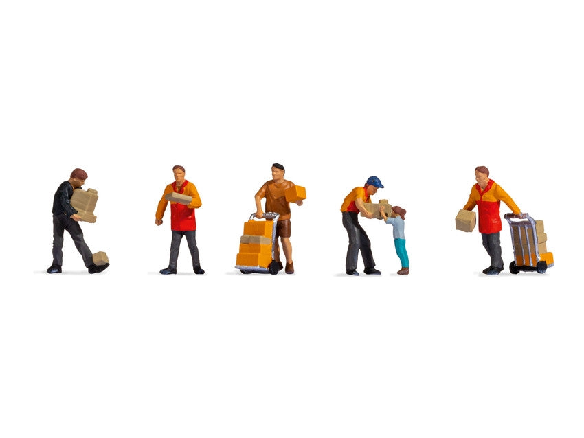 Noch 15069 HO Parcel Carrier & Child Figures (Set of 6)