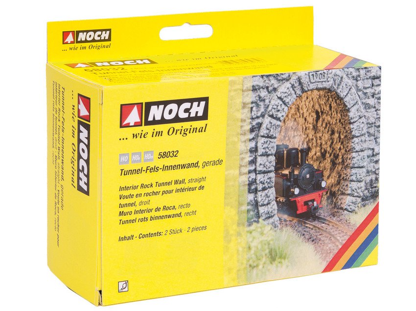 Noch 58032 HO Straight Interior Rock Tunnel Wall (Pack of 2)