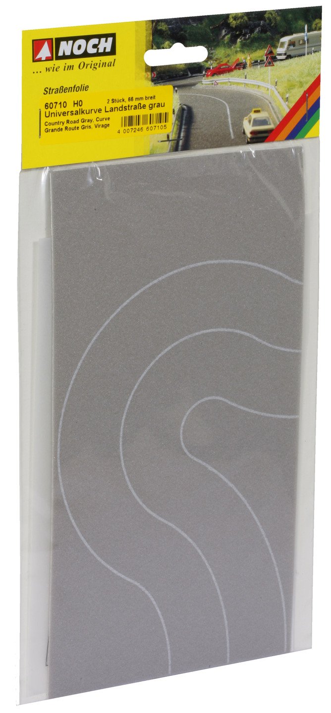 Noch 60710 HO 6.6 cm Wide Grey Country Road Curve (Pack of 2)