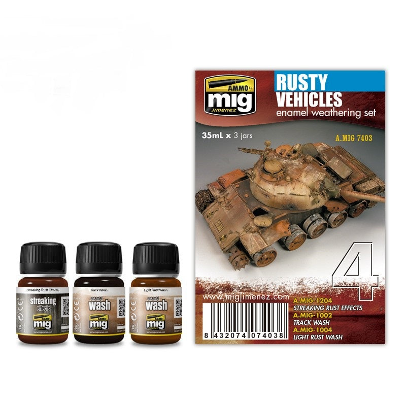 Mig Jimenez AMIG7403 Rusty Vehicles Enamel Weathering Paints (Set of 3)