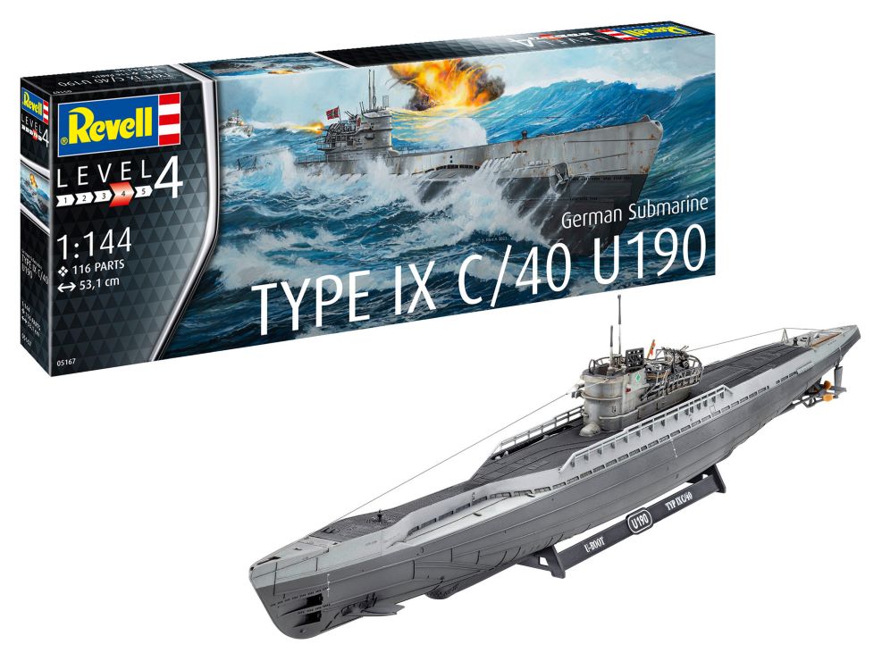 Revell of Germany 05167 1:144 Type IX C-40 U190 German Submarine Plastic Kit