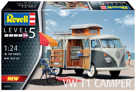 Revell of Germany 07674 1:24 Volkswagen T1 Camper Van Plastic Model Kit