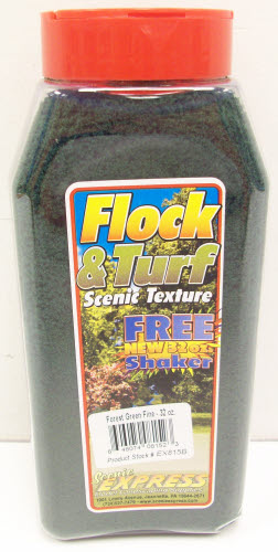 Scenic Express EX815B Fine Forest Green Flock & Turf - 32 oz. Shaker