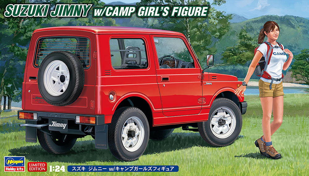 Hasegawa 52301 1:24 Suzuki Jimny Car with Camp Girl Figure Plastic Model Kit