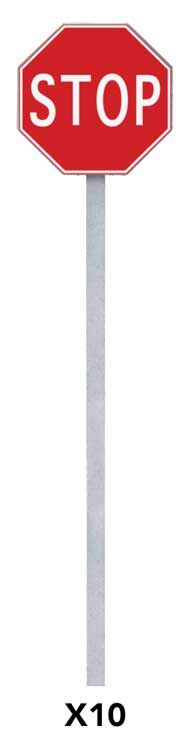 Walthers 949-4212 HO Red & White 1954-Present Stop Plastic Signs (Pack of 10)