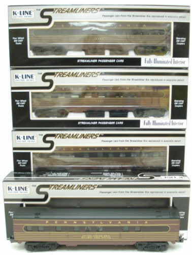 K-Line K4580E O Pennsylvania Streamliner Passenger Cars (Set of 4) LN/Box