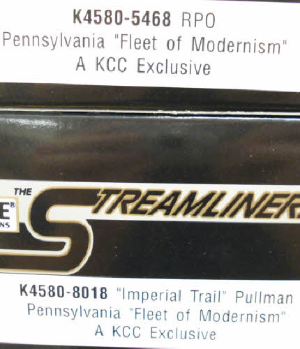 K-Line K4580E O Pennsylvania Streamliner Passenger Cars (Set of 4) LN/Box