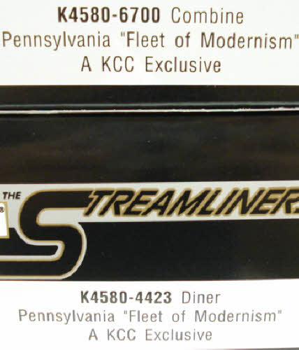 K-Line K4580E O Pennsylvania Streamliner Passenger Cars (Set of 4) LN/Box