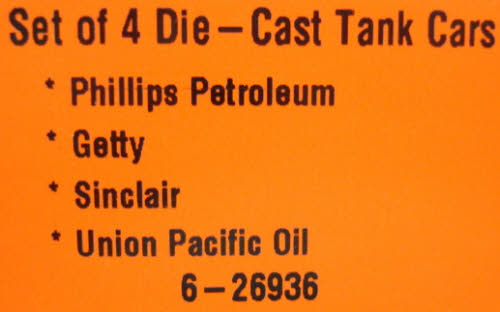 Lionel 6-26936 O Gauge Die-Cast Tank Cars Set of 4 LN/Box