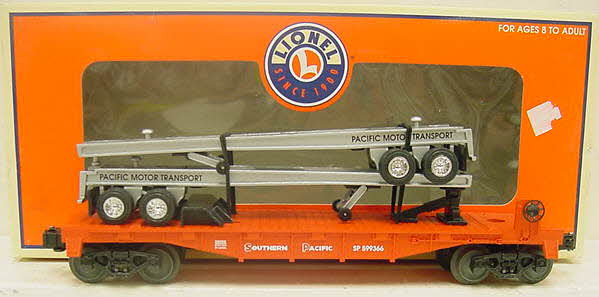 Lionel 6-26058 O Gauge Southern Pacific Flatcar w/Trailer Frames LN/Box