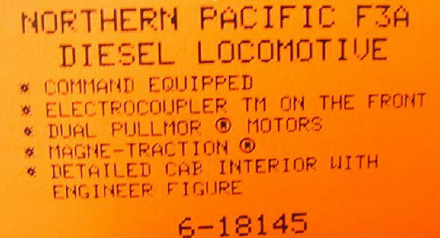 Lionel 6-18147 O Gauge Northern Pacific F3 AB Diesel Locomotive Set #2390A/2390C LN/Box