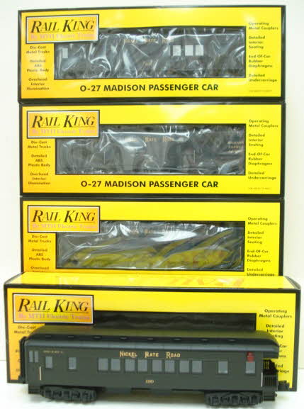 MTH 30-6244 O Nickel Plate RailKing O-27 Madison Passenger Set (Set of 4) LN/Box