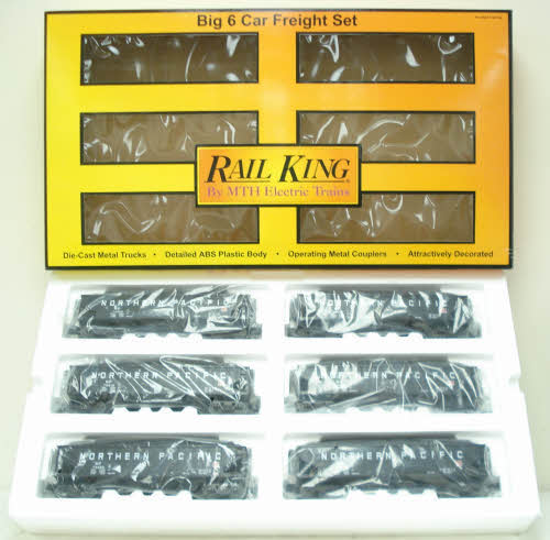 MTH 30-7531 O Northern Pacific RailKing 4-Bay Hopper Car Set (Set of 6) LN/Box