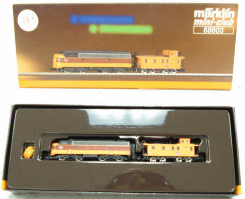 Marklin 88603 Z Scale Milwaukee Road Diesel Locomotive and Caboose LN/Box