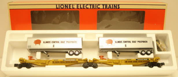 Lionel 6-19416 O Gauge Illinois Central TTUX Flatcar w/ Trailers LN/Box