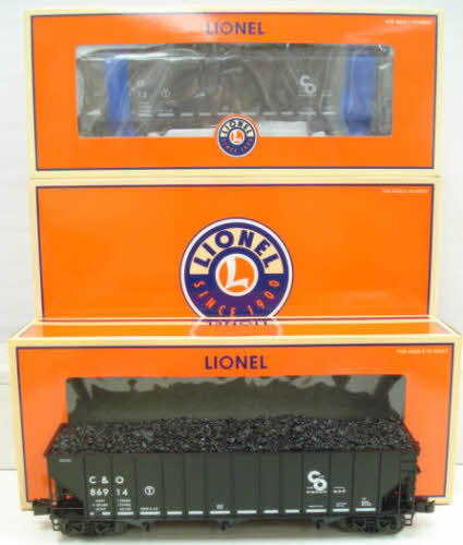 Lionel 6-21883 O Chesapeake & Ohio 3-Bay Open Hopper (Set of 2) NIB