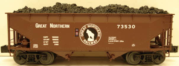 Lionel 6-17041 O Gauge Great Norhern Die-Cast Offset 2-Bay Hopper w/ Load #73530