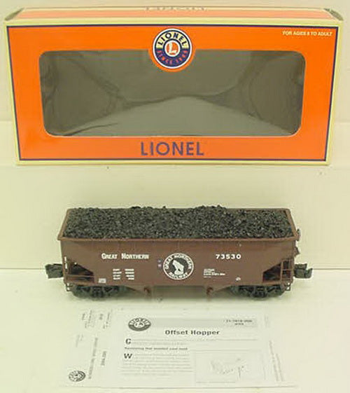 Lionel 6-17041 O Gauge Great Norhern Die-Cast Offset 2-Bay Hopper w/ Load #73530