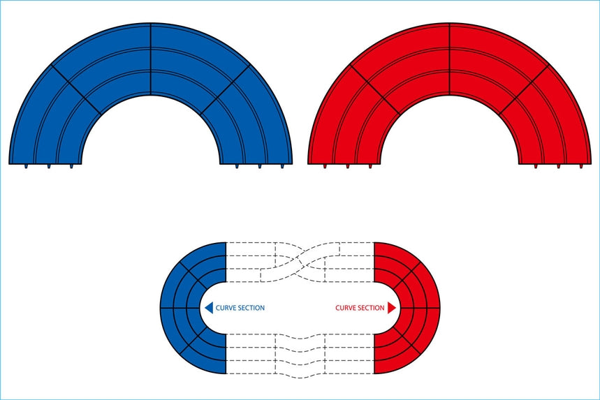 Tamiya 69578 Blue/Red Japan Cup Junior Circuit Curve Section (Set of 8)
