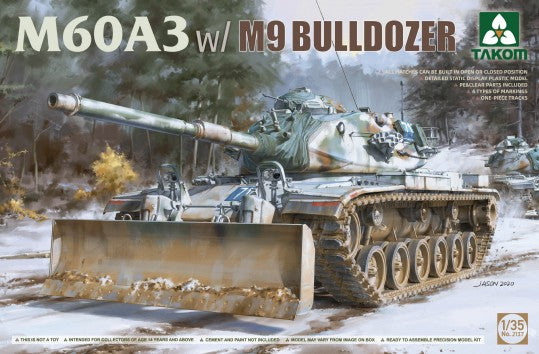 Takom 2137 1:35 M60A3with M9 Bulldozer Military Tank Model Kit